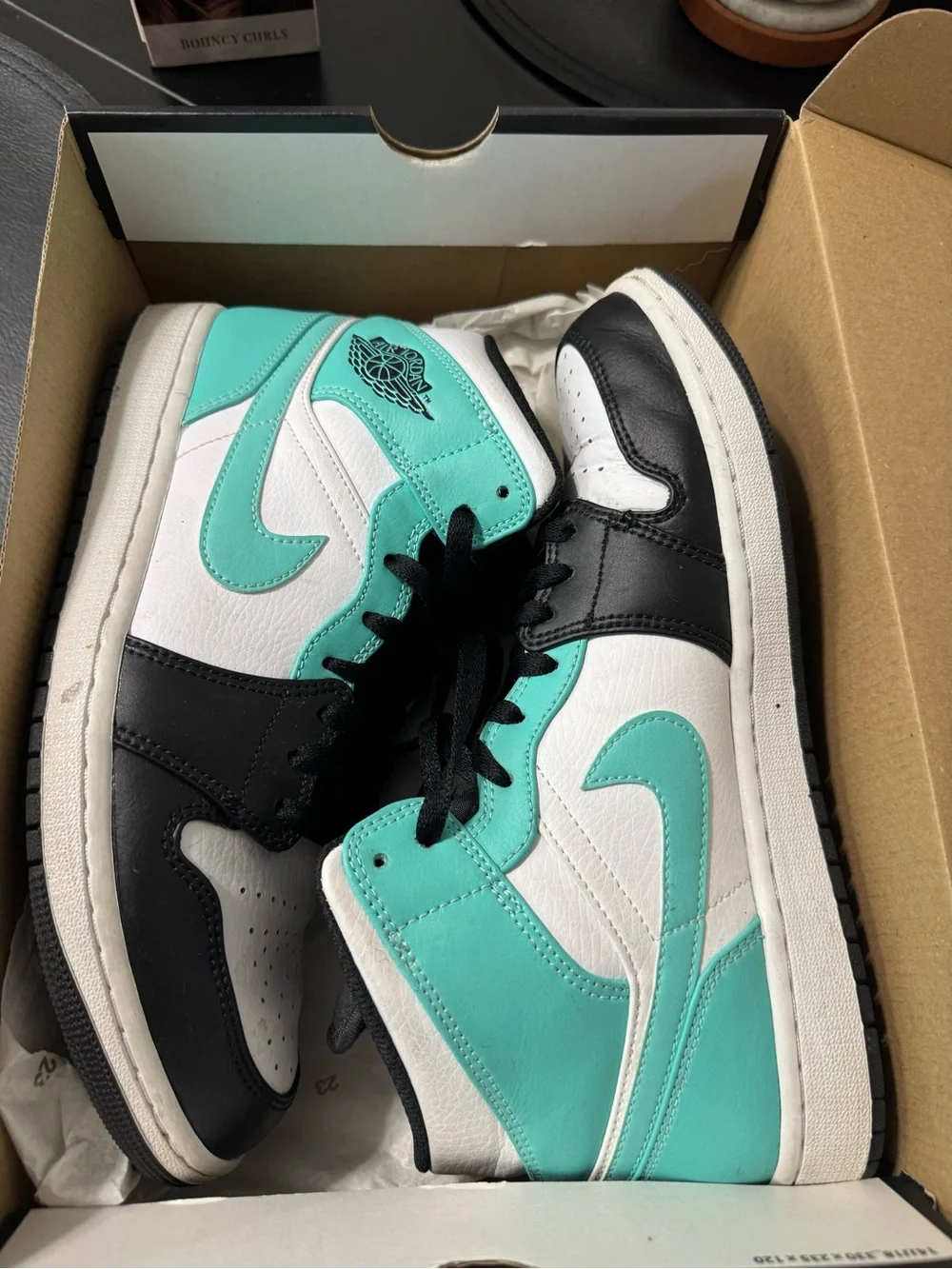 Air Jordan Mid White Black Turquoise Sneakers